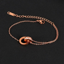 Arihant Stainless Steel Rose Gold Plated CZ Studded Roman Numerals Contemporary Bracelet