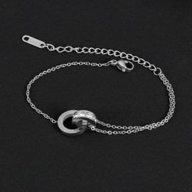 Arihant Stainless Steel Silver Plated CZ Studded Anti Tarnish Roman Numerals Bracelet