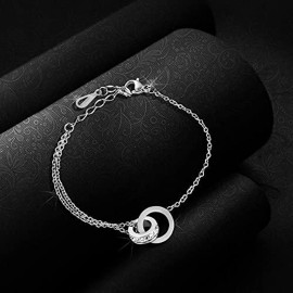 Arihant Stainless Steel Silver Plated CZ Studded Anti Tarnish Roman Numerals Bracelet
