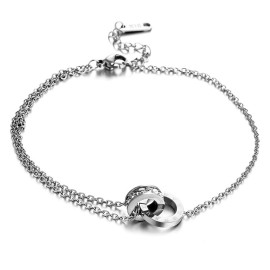 Arihant Stainless Steel Silver Plated CZ Studded Anti Tarnish Roman Numerals Bracelet