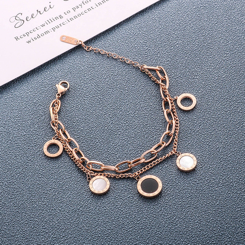Arihant Stainless Steel Rose Gold Plated Roman Numerals Contemporary Bracelet