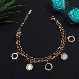 Arihant Stainless Steel Rose Gold Plated Roman Numerals Contemporary Bracelet