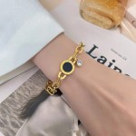 Arihant Stainless Steel Gold Plated CZ Studded Roman Numerals Contemporary Bracelet