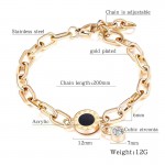 Arihant Stainless Steel Gold Plated CZ Studded Roman Numerals Contemporary Bracelet