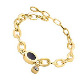 Arihant Stainless Steel Gold Plated CZ Studded Roman Numerals Contemporary Bracelet