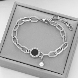 Arihant Stainless Steel Silver Plated CZ Studded Anti Tarnish Roman Numerals Bracelet