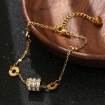 Arihant Stainless Steel Gold Plated CZ Studded Spherical Linked Loops Contemporary Bracelet