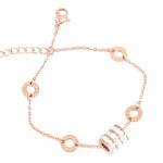 Arihant Stainless Steel Rose Gold Plated CZ Spherical Linked Loops Contemporary Bracelet