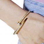Arihant Gold Plated Stainless Steel Anti Tarnish AD Studded Nail Bracelet