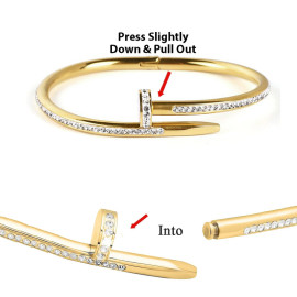 Arihant Gold Plated Stainless Steel Anti Tarnish AD Studded Nail Bracelet