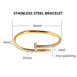 Arihant Gold Plated Stainless Steel Anti Tarnish AD Studded Nail Bracelet