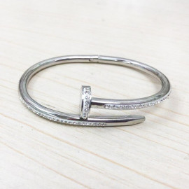 Arihant Silver Plated Stainless Steel Anti Tarnish AD Studded Nail Bracelet