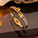 Arihant Stainless Steel Gold Plated Butterfly inspired American Diamond Studded Bracelet