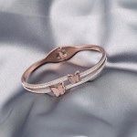 Arihant Stainless Steel Rose Gold Plated Butterfly inspired American Diamond Studded Bracelet