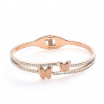 Arihant Stainless Steel Rose Gold Plated Butterfly inspired American Diamond Studded Bracelet
