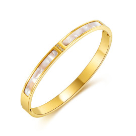 Arihant Stainless Steel Gold Plated Mother Of Pearls Contemporary Bracelet