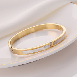 Arihant Stainless Steel Gold Plated Mother Of Pearls Contemporary Bracelet