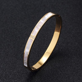 Arihant Stainless Steel Gold Plated Mother Of Pearls Contemporary Bracelet