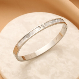 Arihant Stainless Steel Silver Plated Mother Of Pearls Contemporary Bracelet