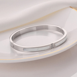 Arihant Stainless Steel Silver Plated Mother Of Pearls Contemporary Bracelet
