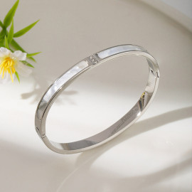 Arihant Stainless Steel Silver Plated Mother Of Pearls Contemporary Bracelet