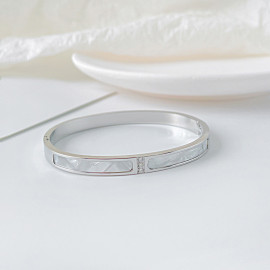 Arihant Stainless Steel Silver Plated Mother Of Pearls Contemporary Bracelet