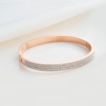 Arihant Stainless Steel Rose Gold Plated Triple Lines American Diamond Studded Contemporary Bracelet