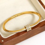 Arihant Stainless Steel Gold Plated American Diamond Studded Bangle Style Bracelet