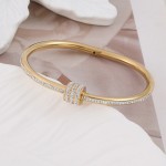 Arihant Stainless Steel Gold Plated American Diamond Studded Bangle Style Bracelet