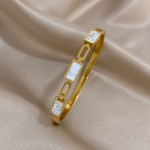 Arihant Stainless Steel Gold Plated Mother Of Pearls Geometric Bracelet