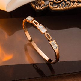 Arihant Stainless Steel Rose Gold Plated Mother Of Pearls Geometric Bracelet