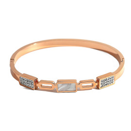 Arihant Stainless Steel Rose Gold Plated Mother Of Pearls Geometric Bracelet