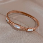 Arihant Stainless Steel Rose Gold Plated Mother Of Pearls Geometric Bracelet