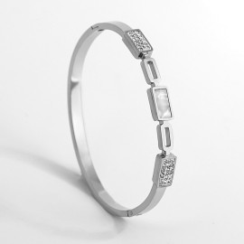 Arihant Stainless Steel Gold Plated Mother Of Pearls Geometric Bracelet