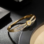 Arihant Stainless Steel Gold Plated Roman Numerals American Diamond Studded Bracelet
