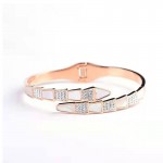 Arihant Stainless Steel Rose Gold Plated Mother Of Pearl Snake Styled AD Studded Bracelet