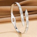 Arihant Stainless Steel Silver Plated Mother Of Pearl Snake Styled AD Studded Bracelet