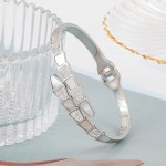 Arihant Stainless Steel Silver Plated Mother Of Pearl Snake Styled AD Studded Bracelet