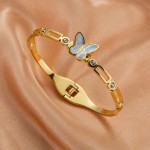Arihant Stainless Steel Gold Plated Butterfly inspired Mother Of Pearls Contemporary Bracelet