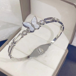 Arihant Stainless Steel Silver Plated Butterfly inspired Mother Of Pearls Contemporary Bracelet