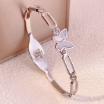 Arihant Stainless Steel Silver Plated Butterfly inspired Mother Of Pearls Contemporary Bracelet