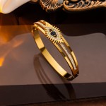 Arihant Stainless Steel Gold Plated American Diamond Studded Evil Eye Bracelet