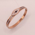 Arihant Stainless Steel Rose Gold Plated American Diamond Studded Evil Eye Bracelet