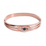 Arihant Stainless Steel Rose Gold Plated American Diamond Studded Evil Eye Bracelet