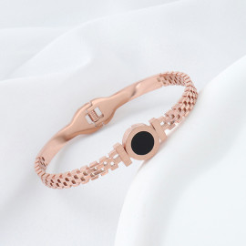 Arihant Stainless Steel Rose Gold Plated Roman numerals Zig Zag Style Contemporary Bracelet