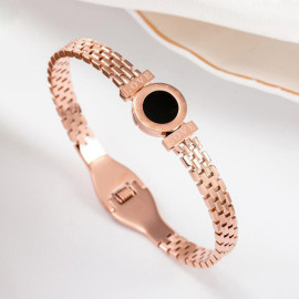 Arihant Stainless Steel Rose Gold Plated Roman numerals Zig Zag Style Contemporary Bracelet