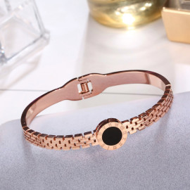 Arihant Stainless Steel Rose Gold Plated Roman numerals Zig Zag Style Contemporary Bracelet