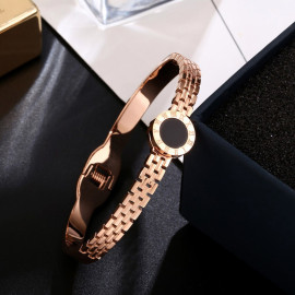 Arihant Stainless Steel Rose Gold Plated Roman numerals Zig Zag Style Contemporary Bracelet