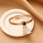 Arihant Stainless Steel Rose Gold Plated Roman numerals Zig Zag Style Contemporary Bracelet