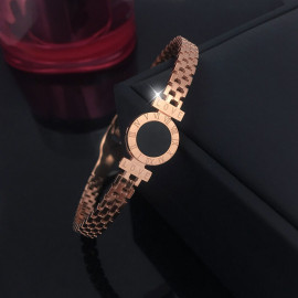 Arihant Stainless Steel Rose Gold Plated Roman numerals Zig Zag Style Contemporary Bracelet
